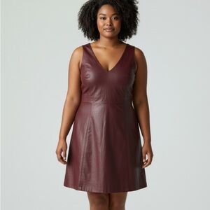 Rebel Wilson c Angels  Faux Leather Sleeveless Dress Dark Wine, New with Tags